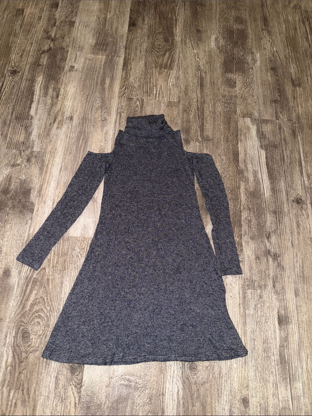 American Eagle Outfitters Cold-Shoulder Turtleneck Dress - Charcoal Gray